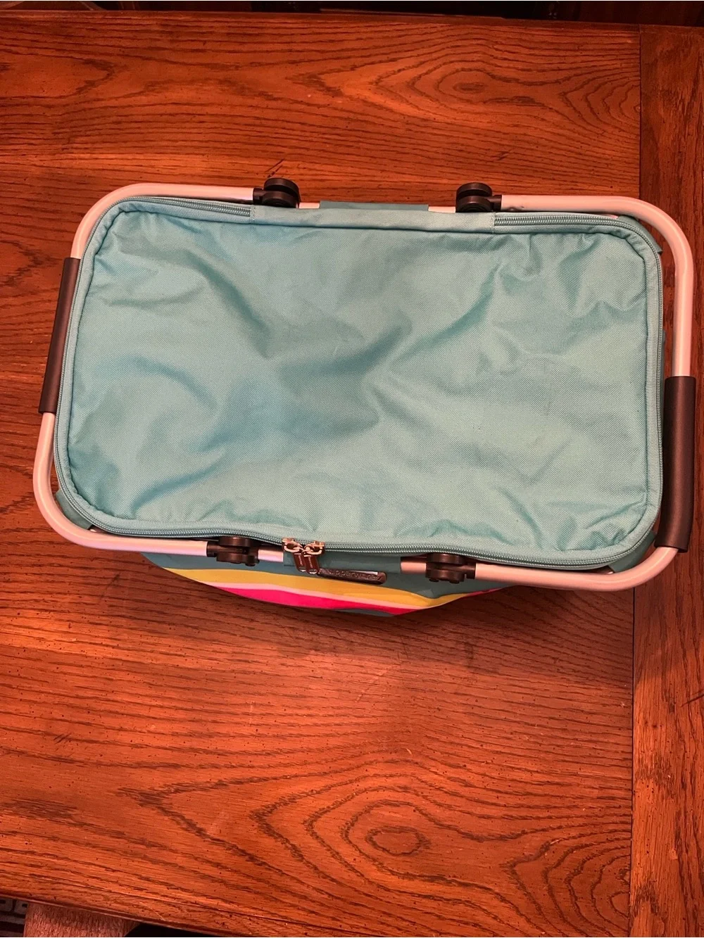 Tupperware Insulated Turquoise Picnic Basket with Watermelon Accent